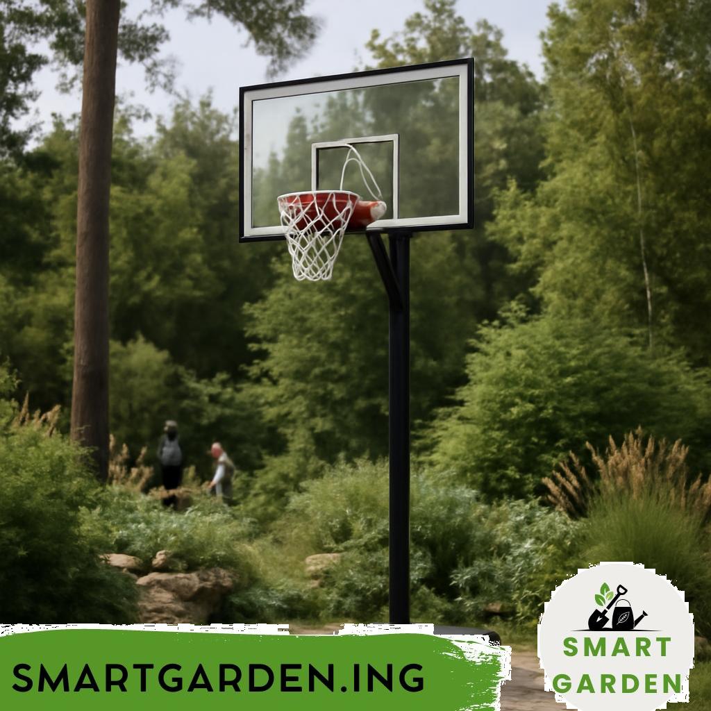 Basketballkorb mit Netz vor blauem Himmel