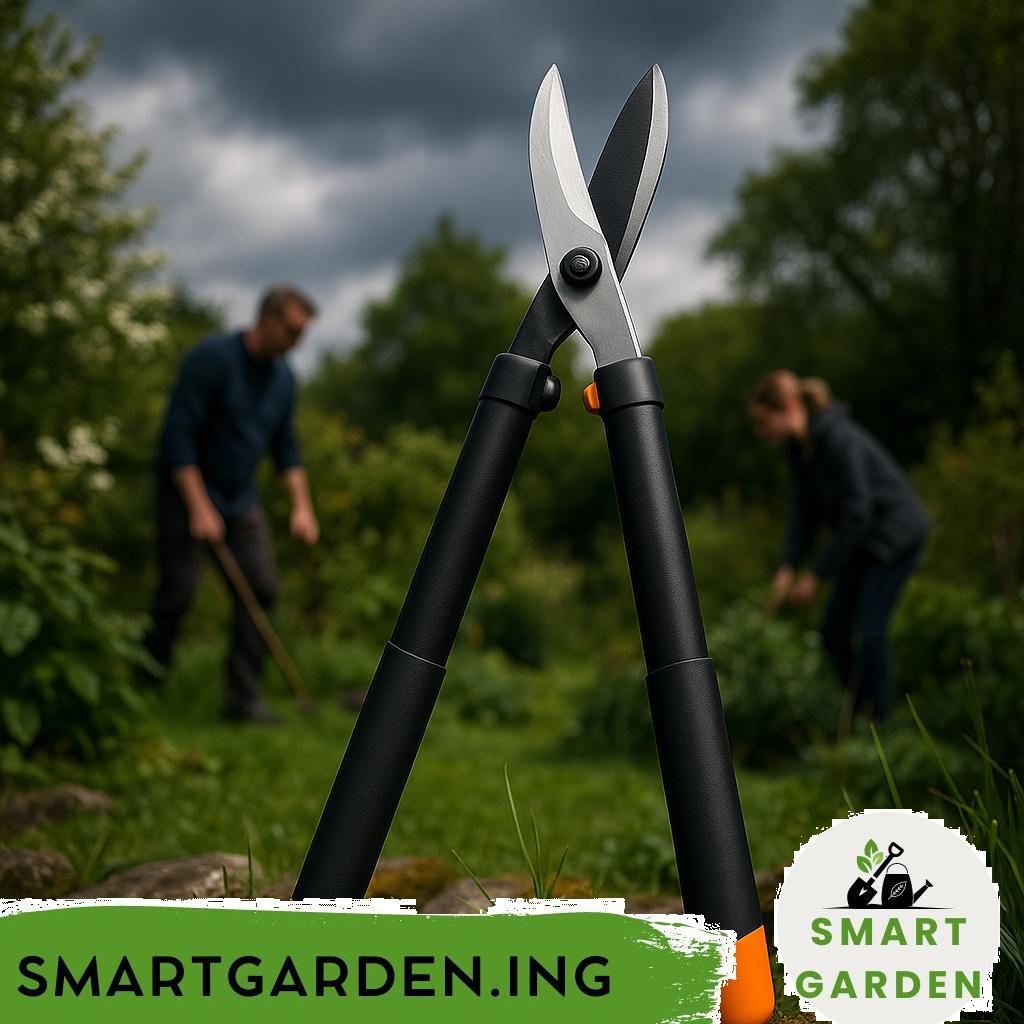 Baumschere mit grünen Griffen zum Beschneiden von Ästen