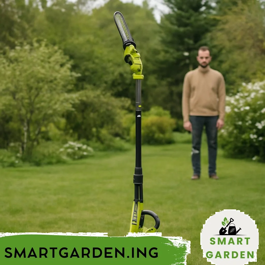 Akku-Baumschneider im Garten an einem Ast
