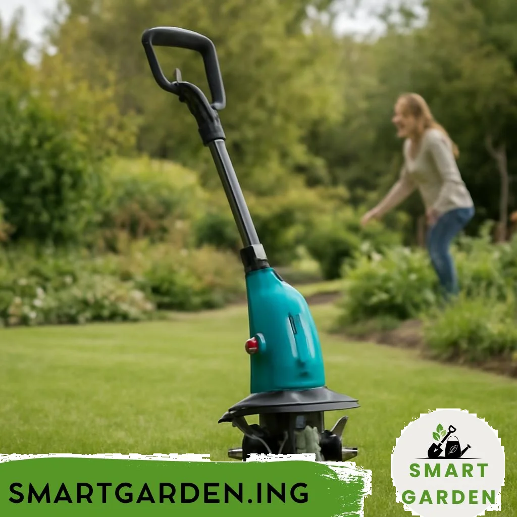 Akku-Beetpfleger im Gartenbeet bei der Unkrautpflege