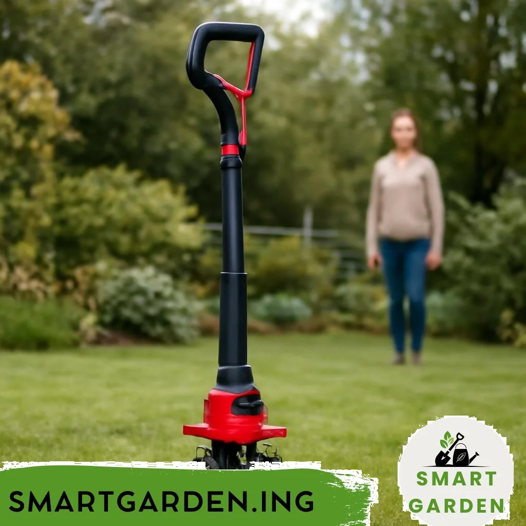 Akku-Bodenhacken im Garten beim Auflockern von Erde