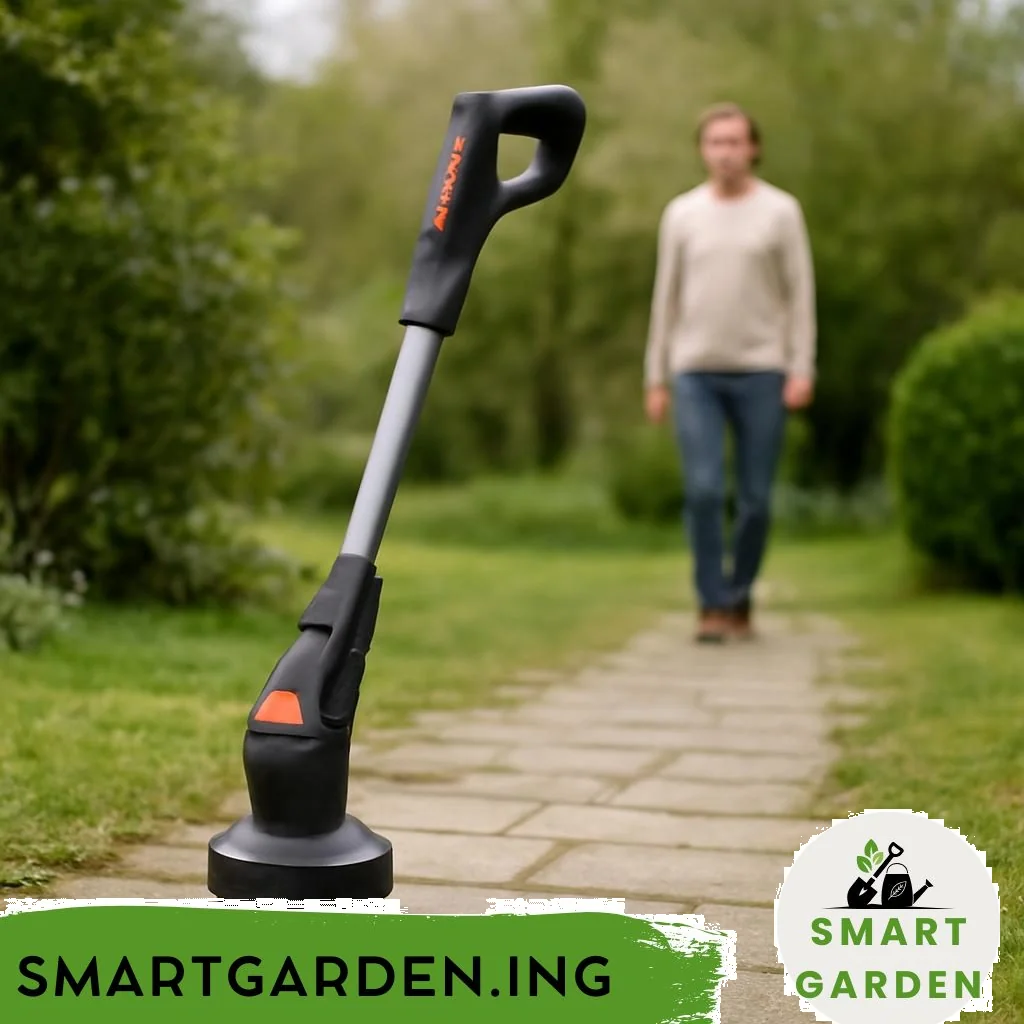 Akku-Fugenbürsten reinigen Terrassenfugen zwischen Gartenplatten