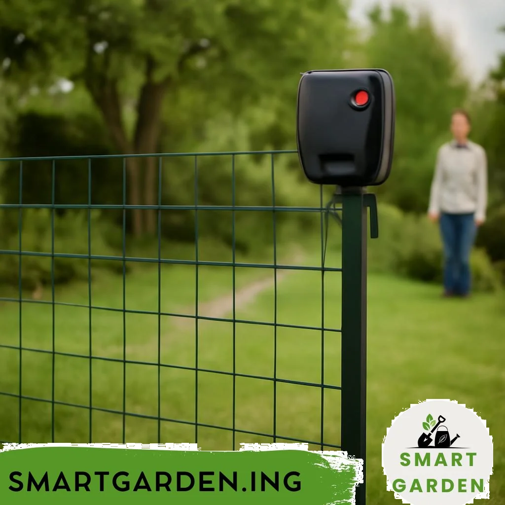 Akku-Gitterzäune im Garten, mobile Zaunelemente mit Akkupack