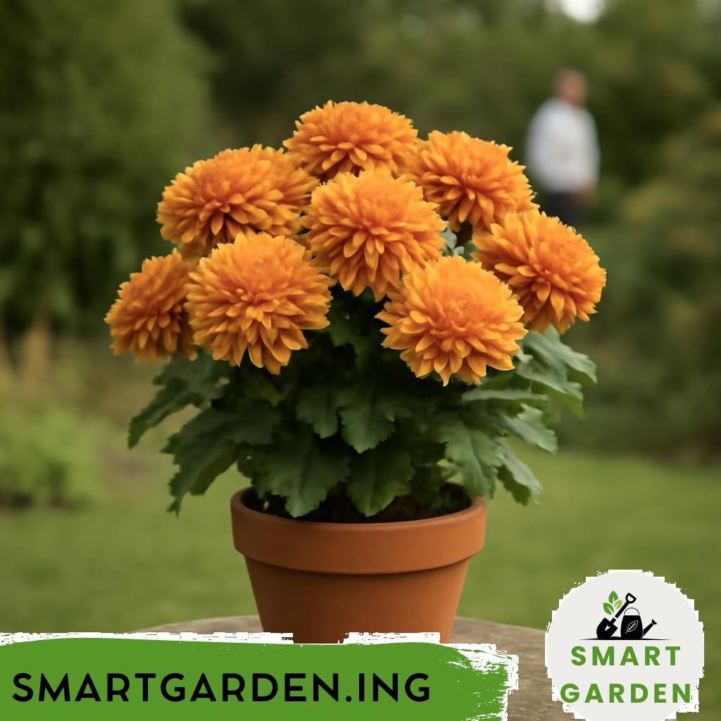 Gelbe Chrysantheme im Garten, Nahaufnahme mit Blütenblattdetails