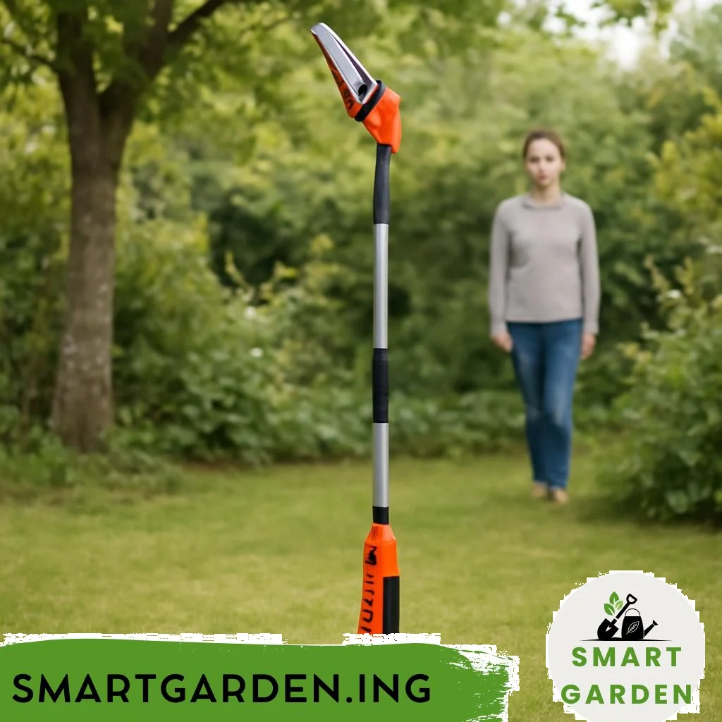 Akku-Hochentaster im Garten beim Beschneiden hoher Äste